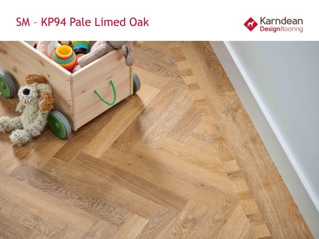  Karndean Knight Tile - SM-KP94 Pale Limed Oak Herringbone Safety Flooring