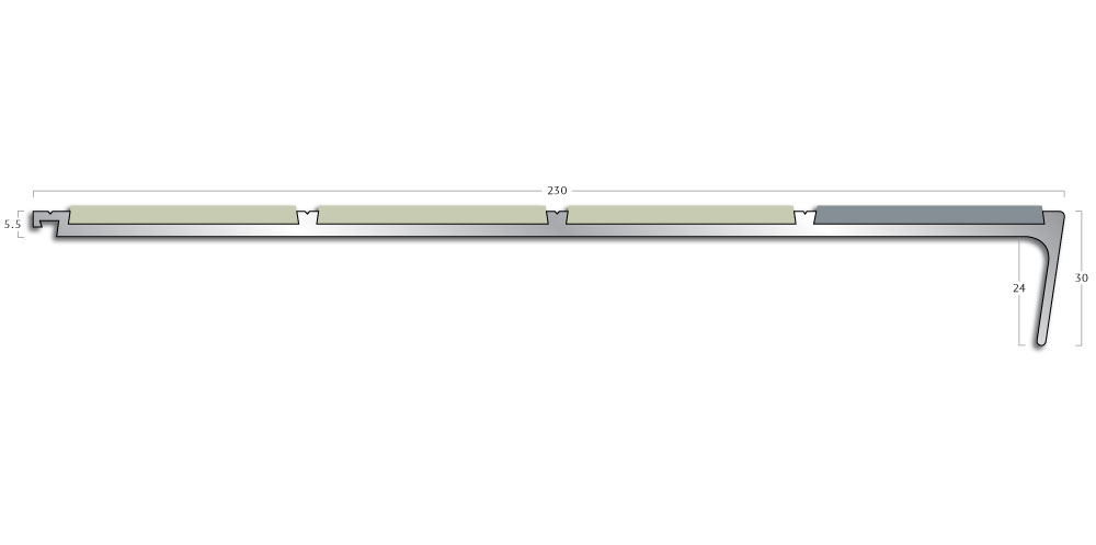 Stair Nosings Gradus stair nosing - G54 Rake Back